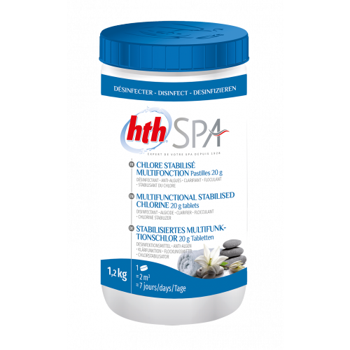 HTH Spa - Chlore stabilisé multifonction - Pastilles 20g - 1,2kg